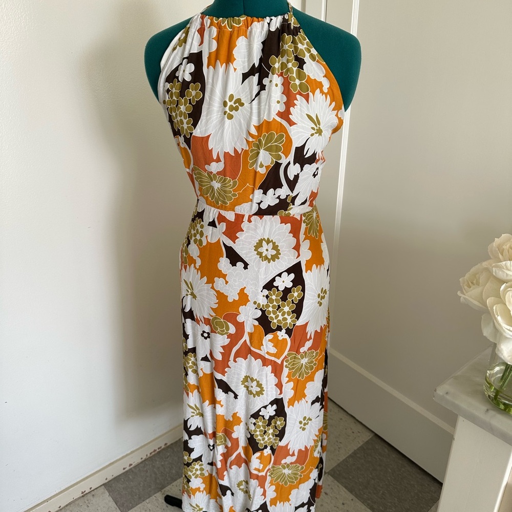 Faithfull the Brand Floral Maxi Dress - Orange, Brown, White